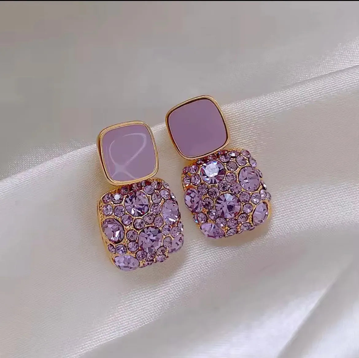 Full diamond square earrings